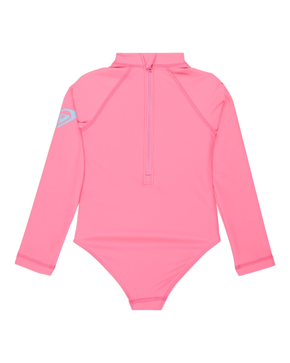 Girls 2-7 Heater Long Sleeve Onesie Rash Vest-Pink