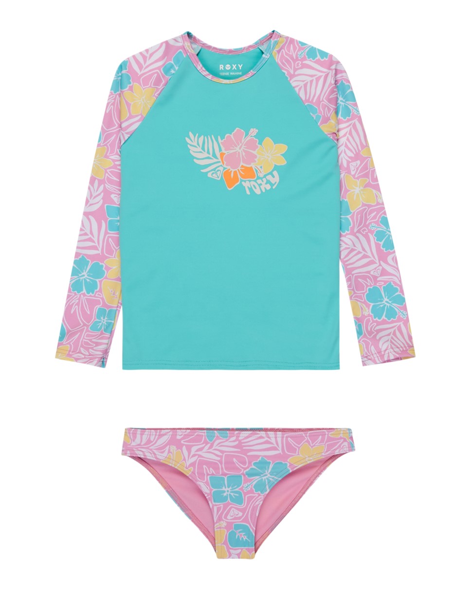 Girls 2-7 Tropical Square LS Lycra Set