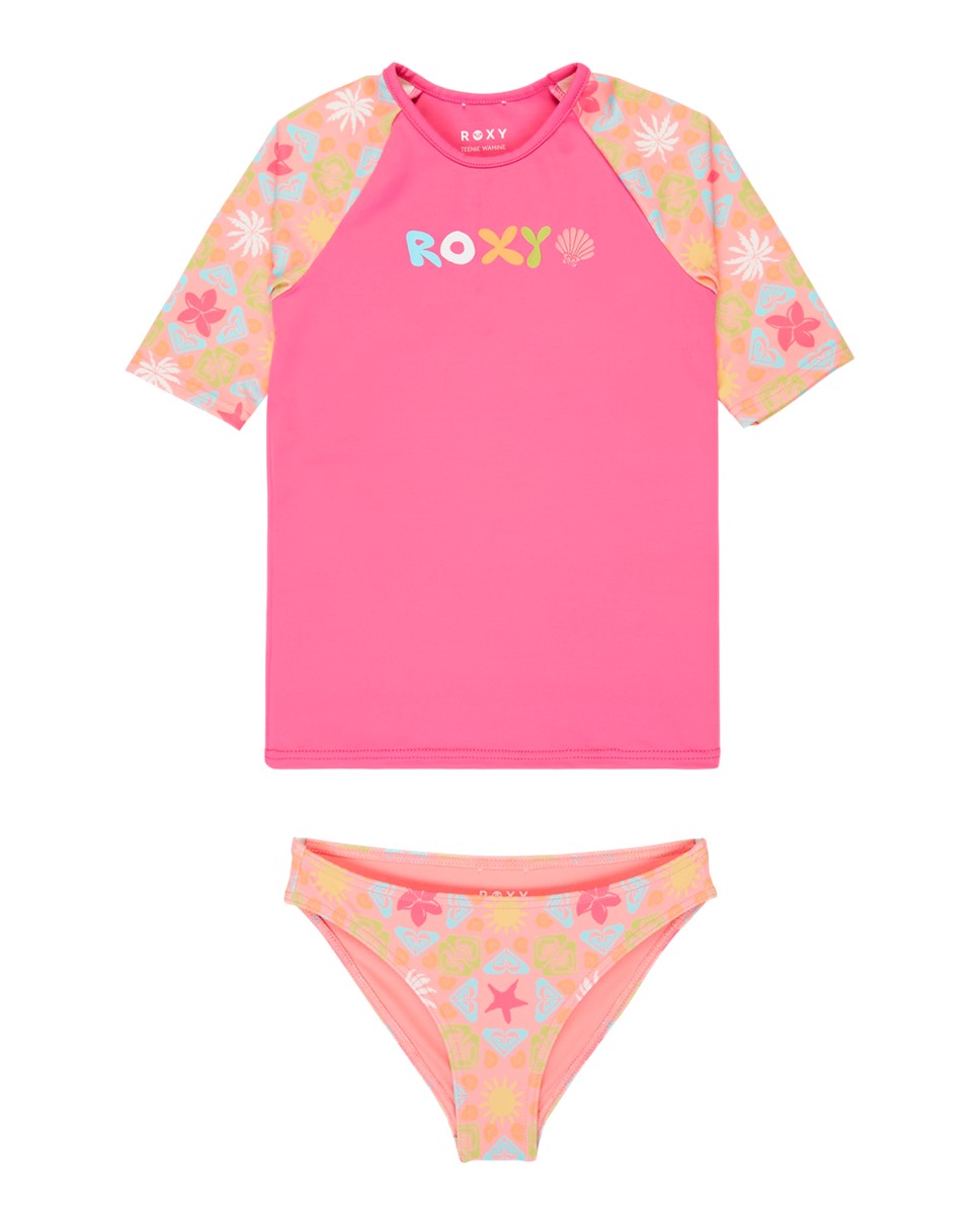 Girls 2-7 Check Short Sleeve Lycra Set