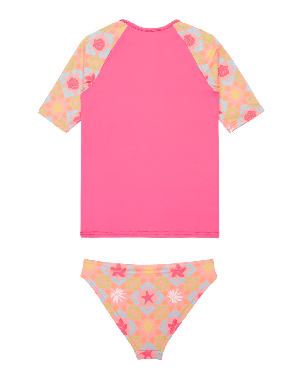 Girls 2-7 Check Short Sleeve Lycra Set
