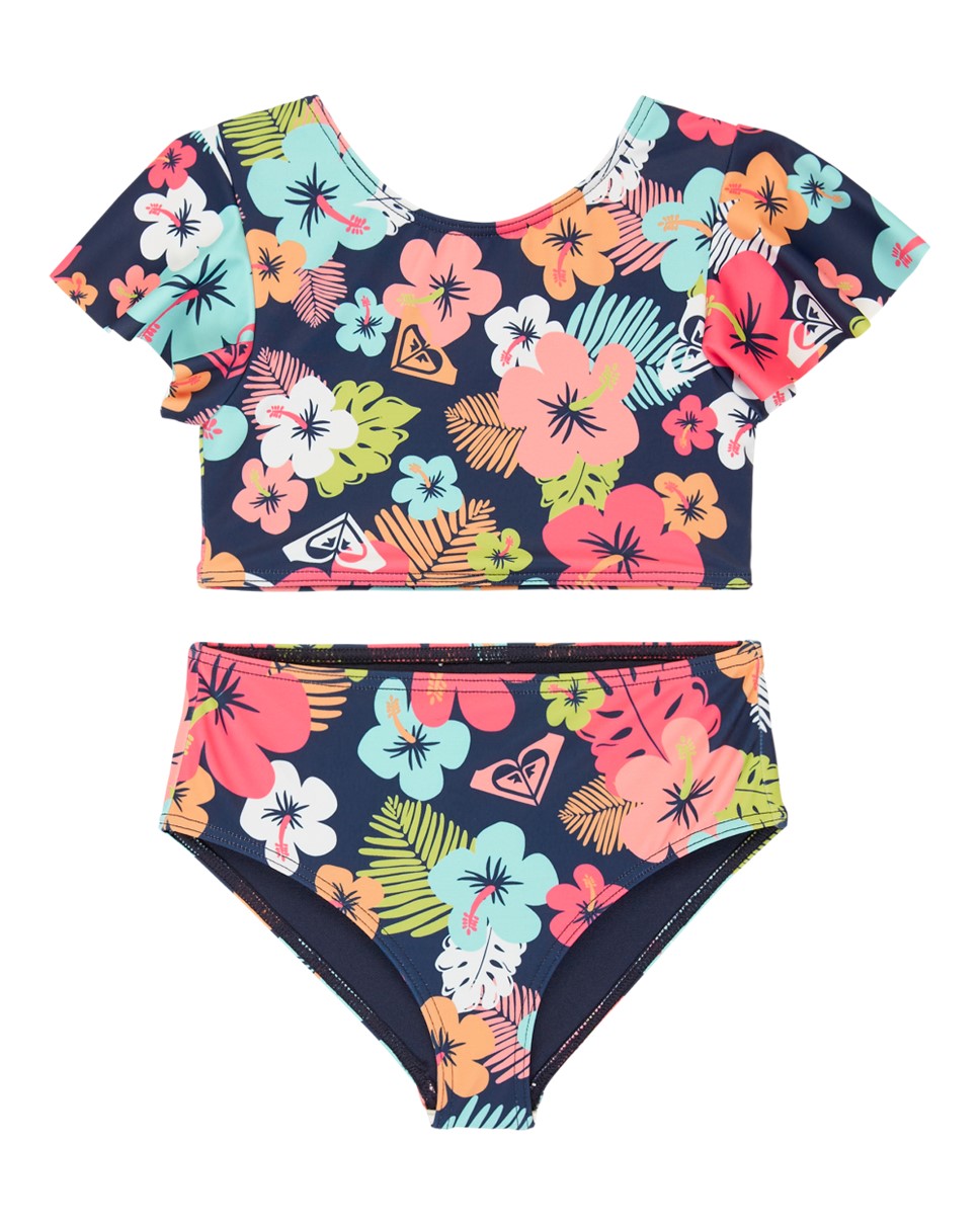 Girls 2-7 Morning Flower Two Piece Crop Bikini Set