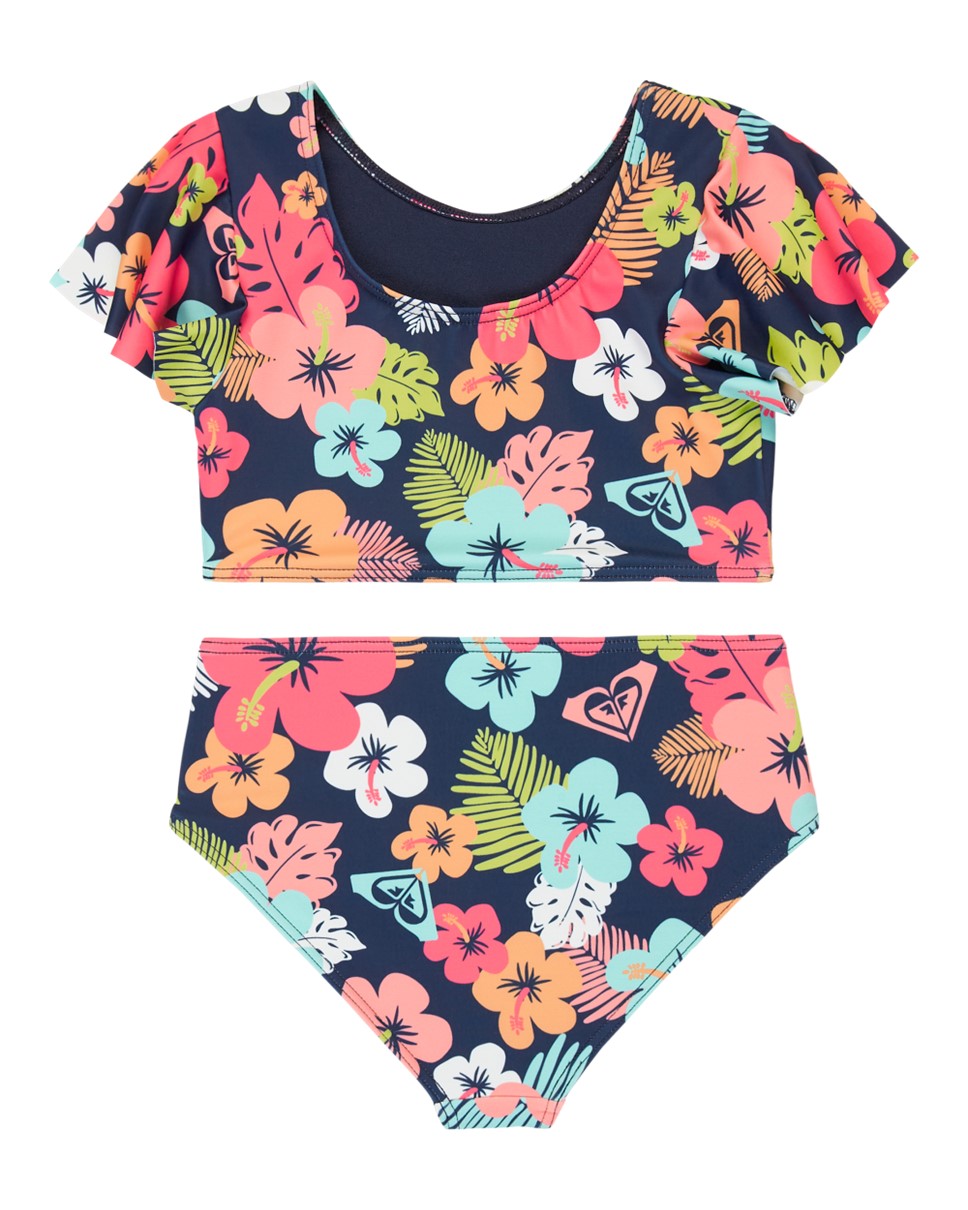 Girls 2-7 Morning Flower Two Piece Crop Bikini Set