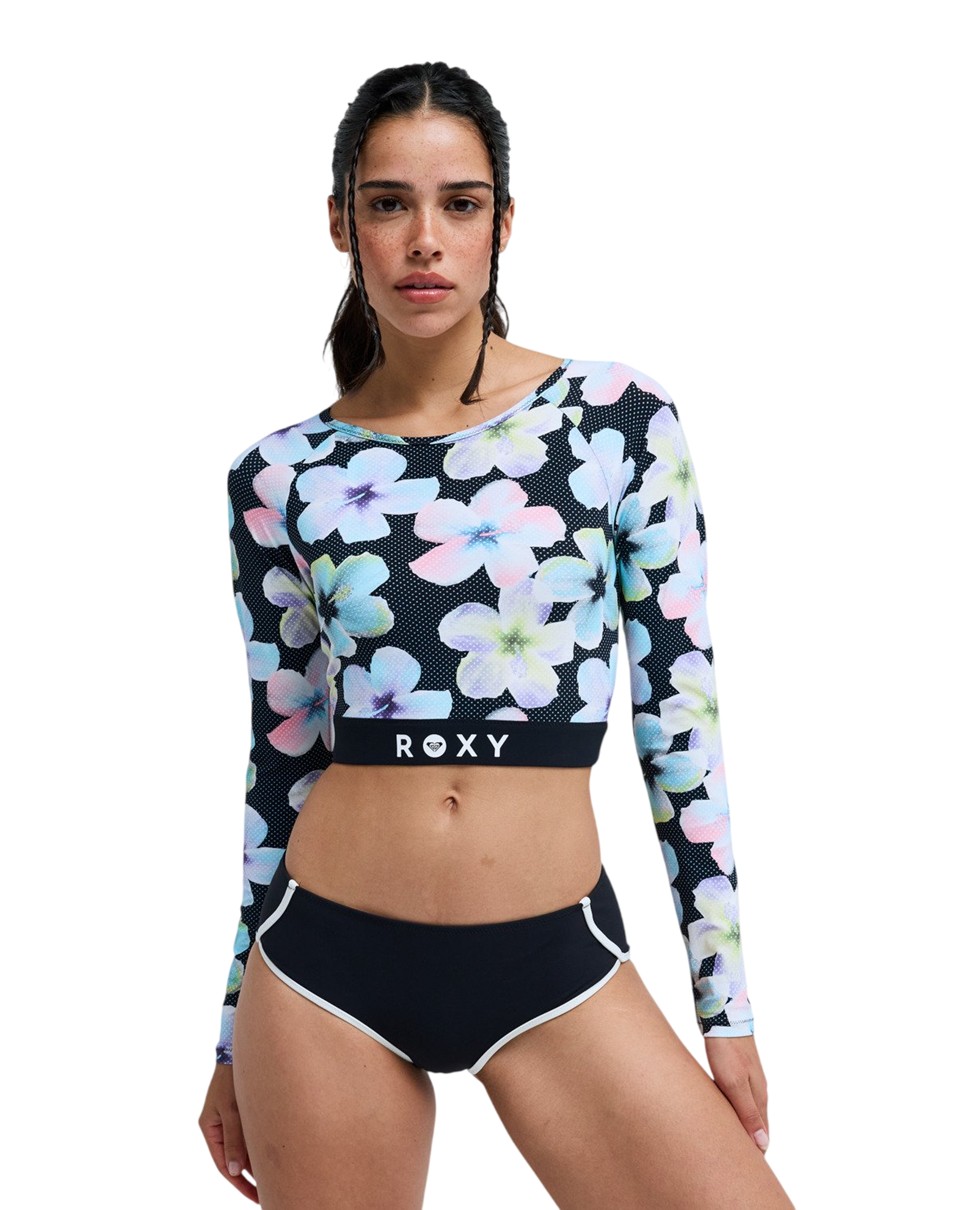 Womens Roxy Active LS Crop Top Hipster Shorty