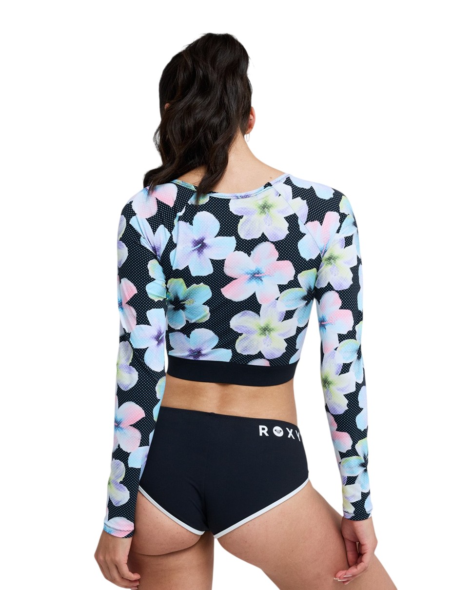 Womens Roxy Active LS Crop Top Hipster Shorty