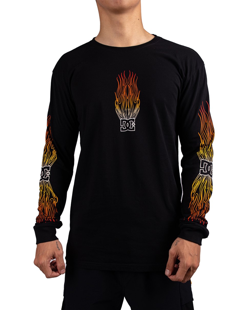 Mens On Fire Long Sleeve T-Shirt (KVJ0)