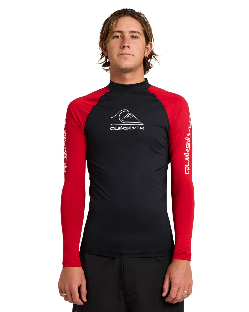 Mens On Tour Long Sleeve Rash Vest-Red