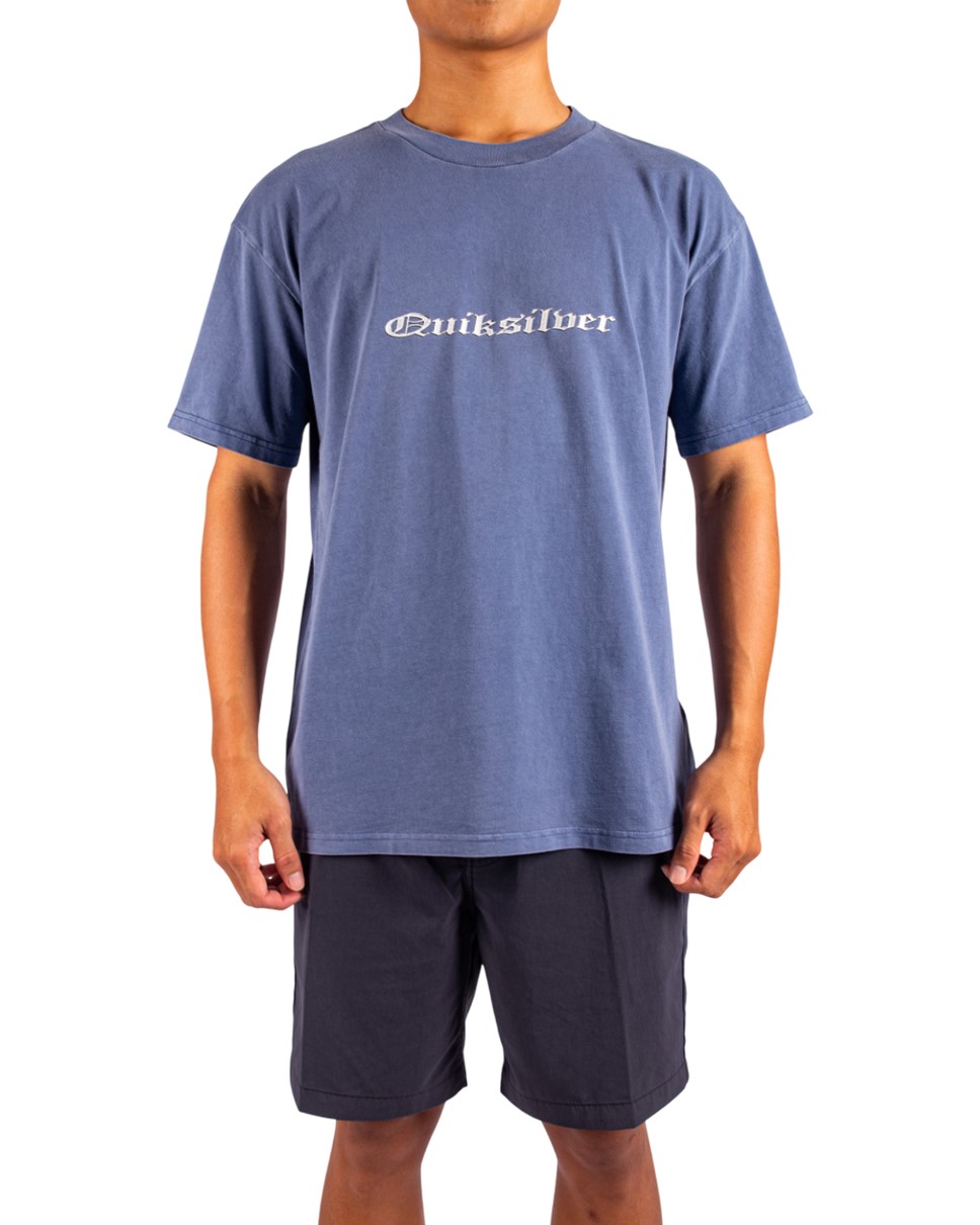 Mens Mer Chrome Oldenglish Short Sleeve T-Shirt-Blue