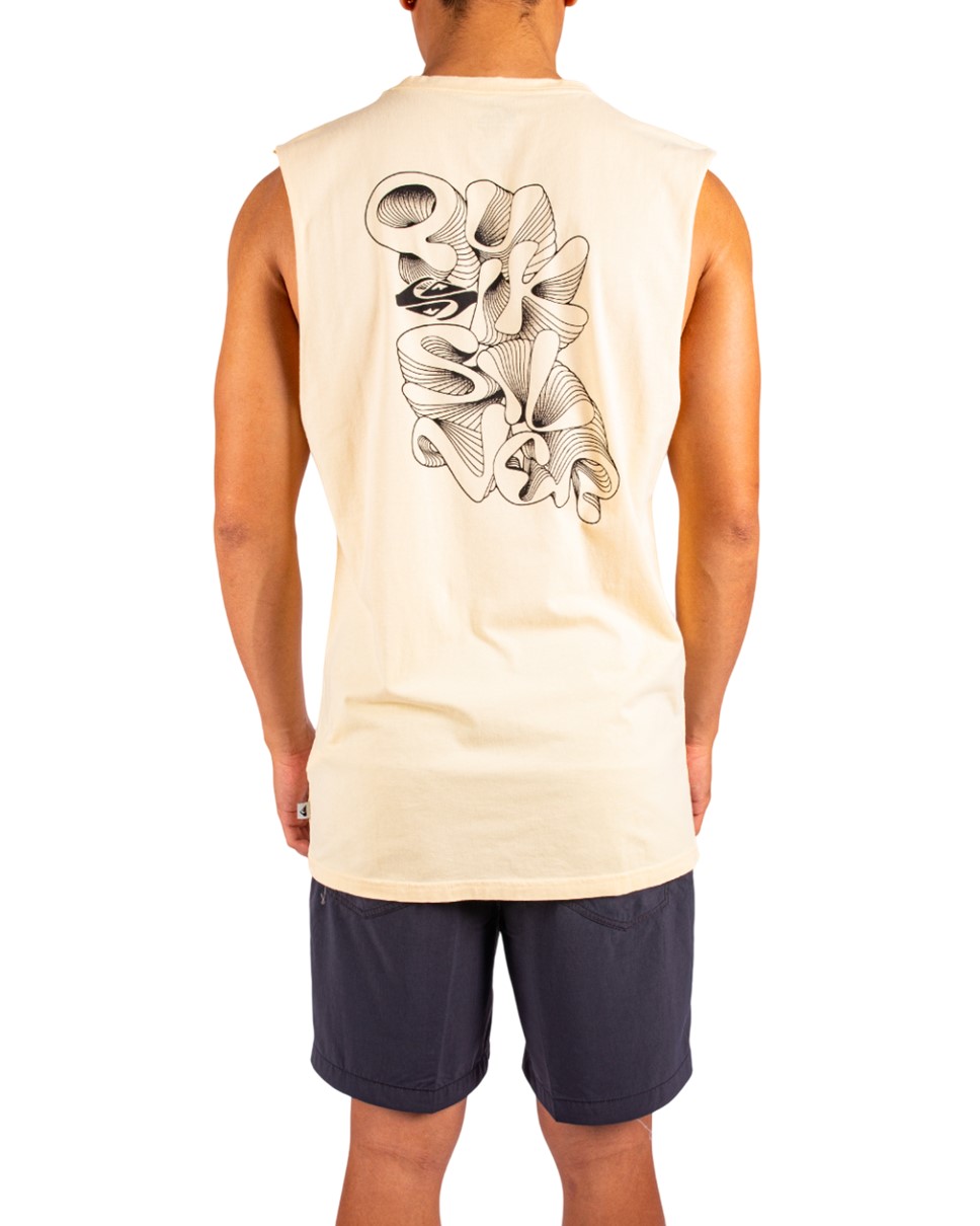 Mens EV Ripple Font Muscle Tank T-Shirt-Yellow