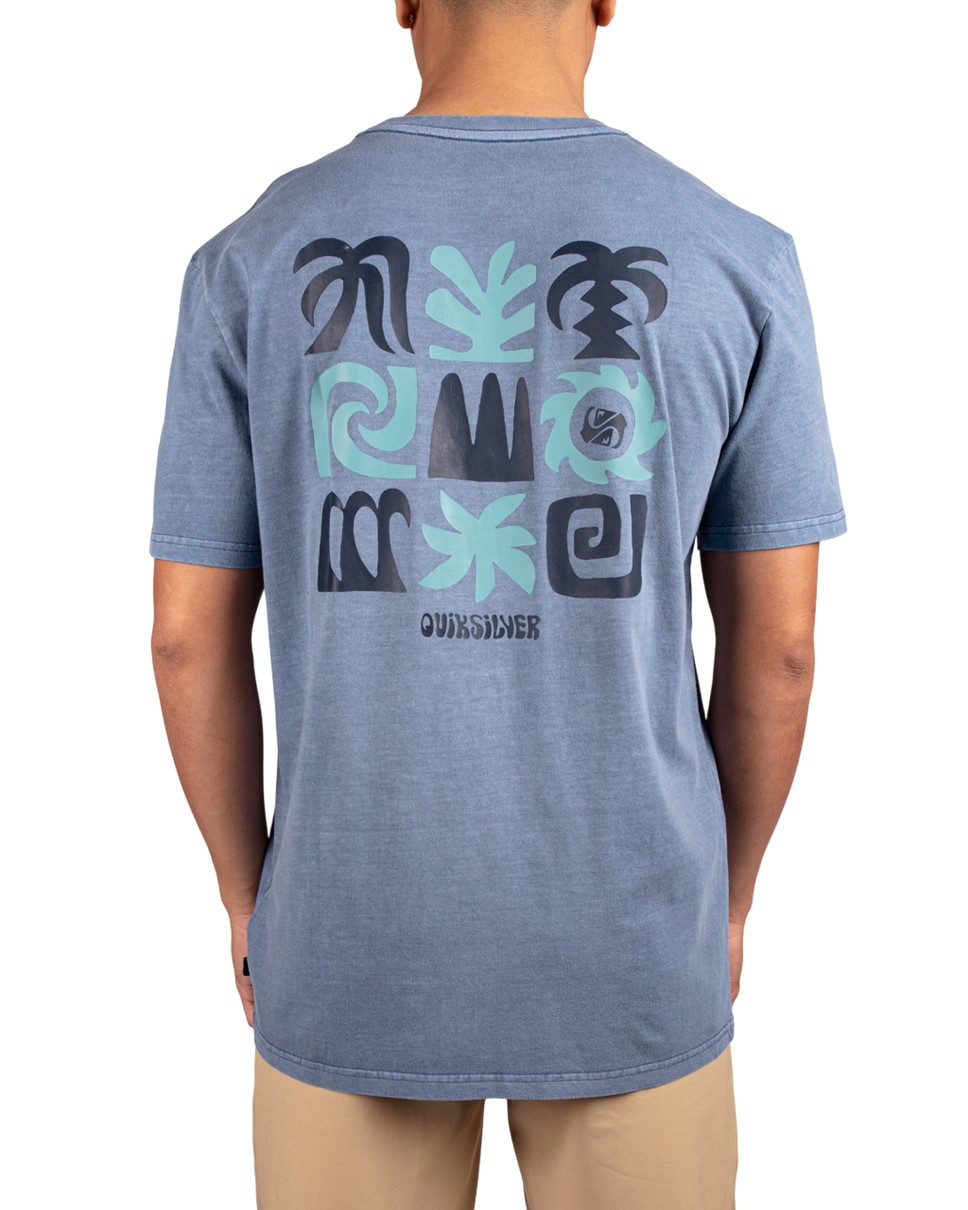 Mens Tropical Flow Short Sleeve-Blue