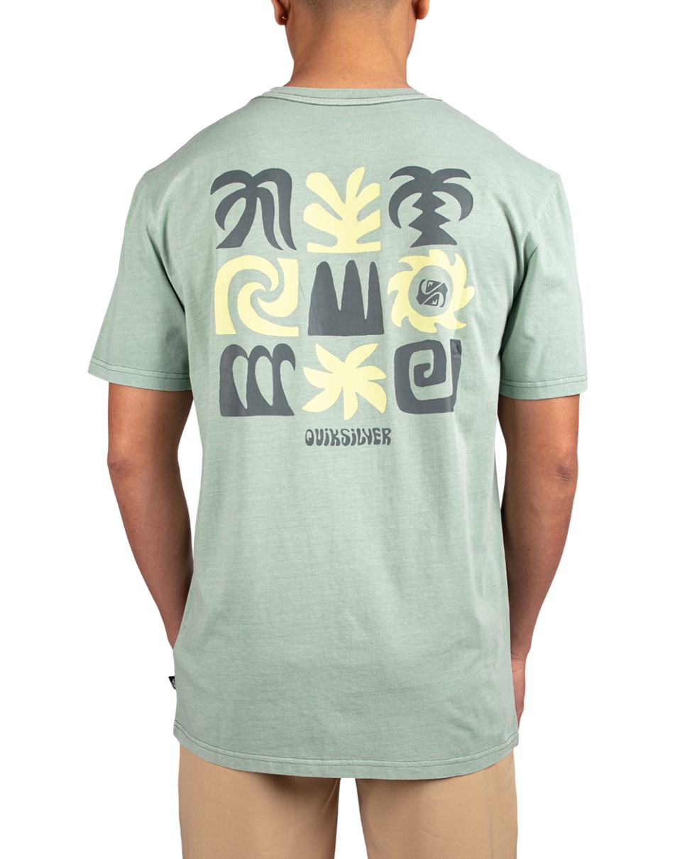 Mens Tropical Flow Short Sleeve-Green