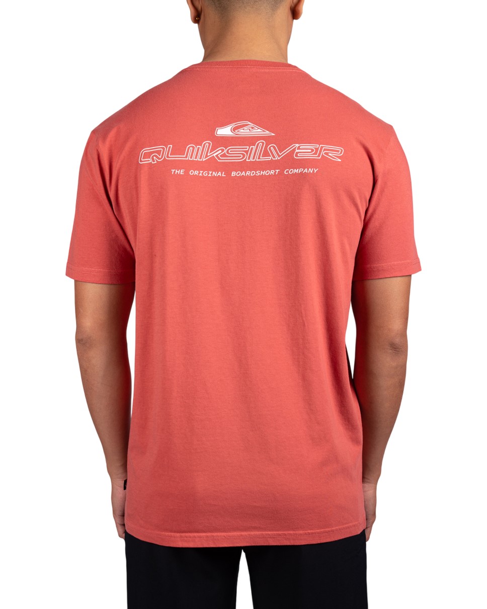 Mens Shadow Lines Short Sleeve T-Shirt-Red