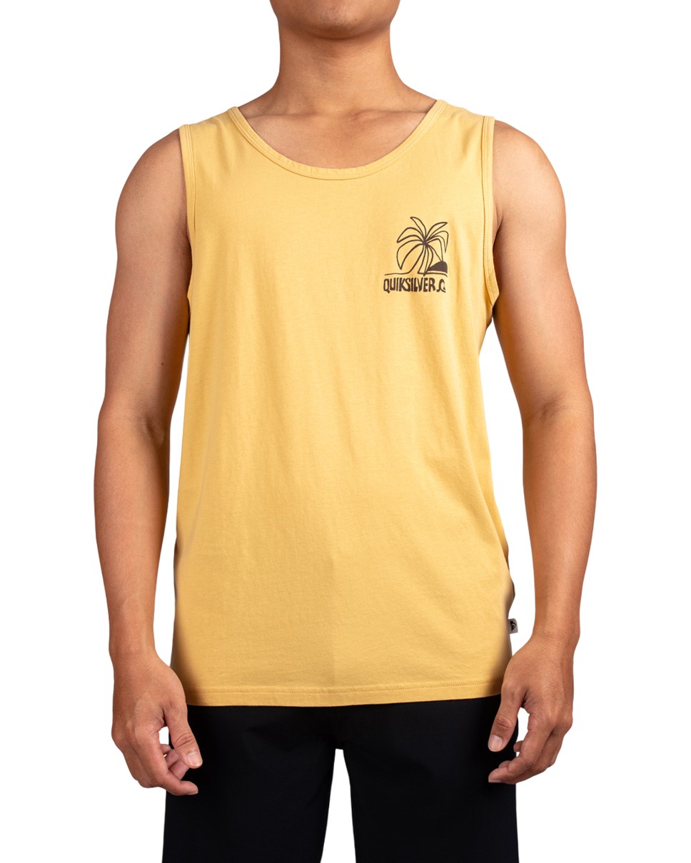Mens Lazy Palms Muscle Tank T-Shirt-Yellow