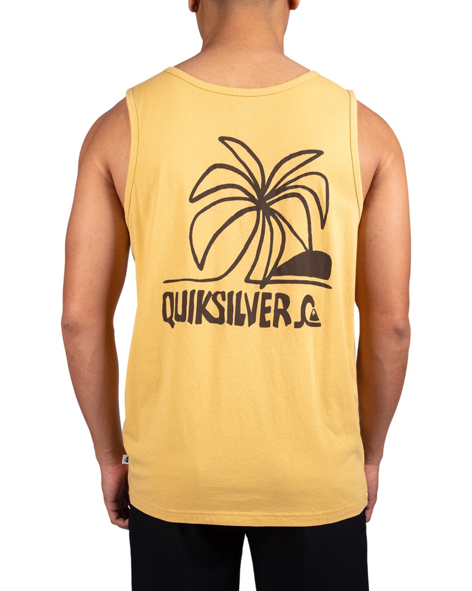 Mens Lazy Palms Muscle Tank T-Shirt-Yellow