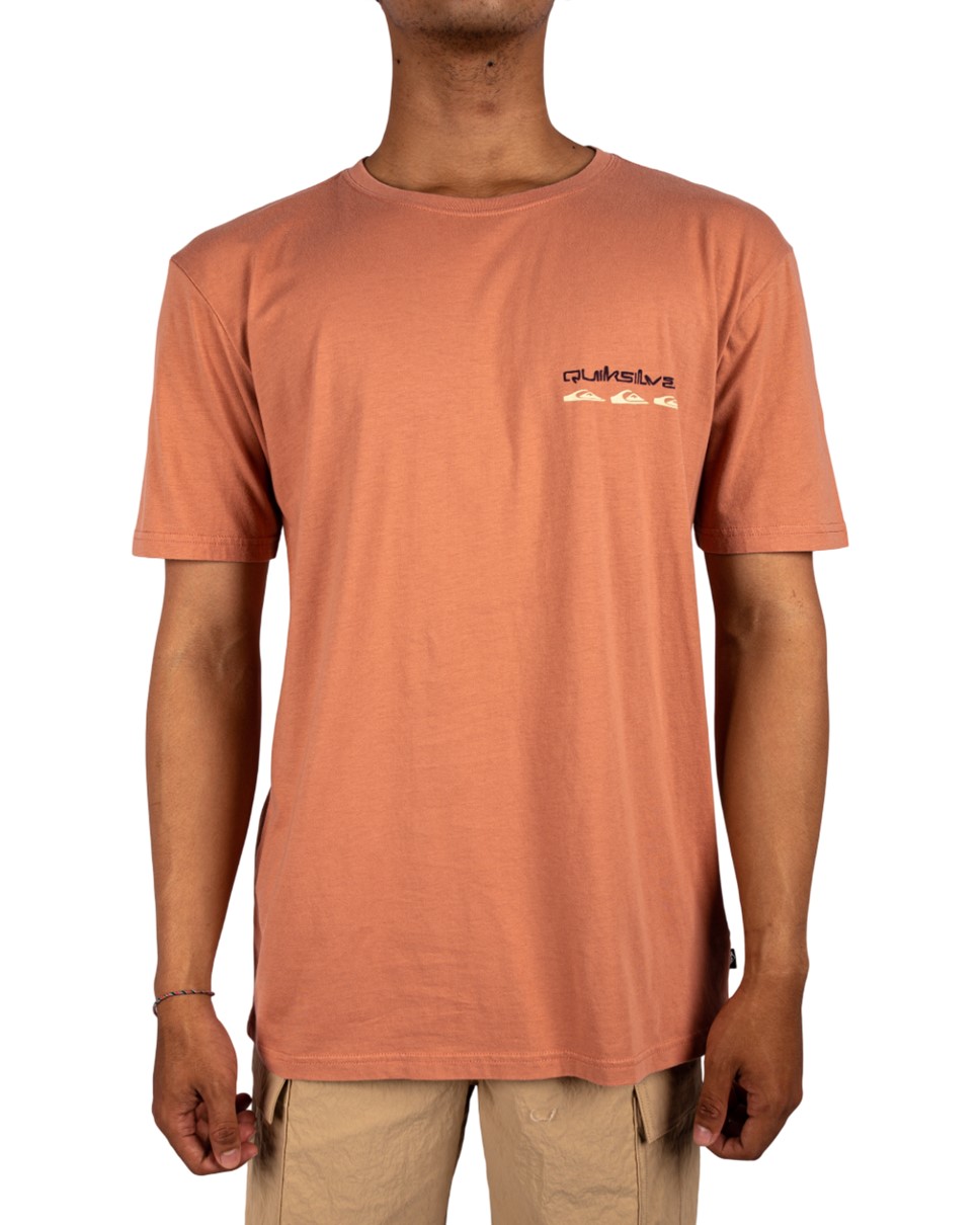 Mens Stacked Line Up Short Sleeve-Orange