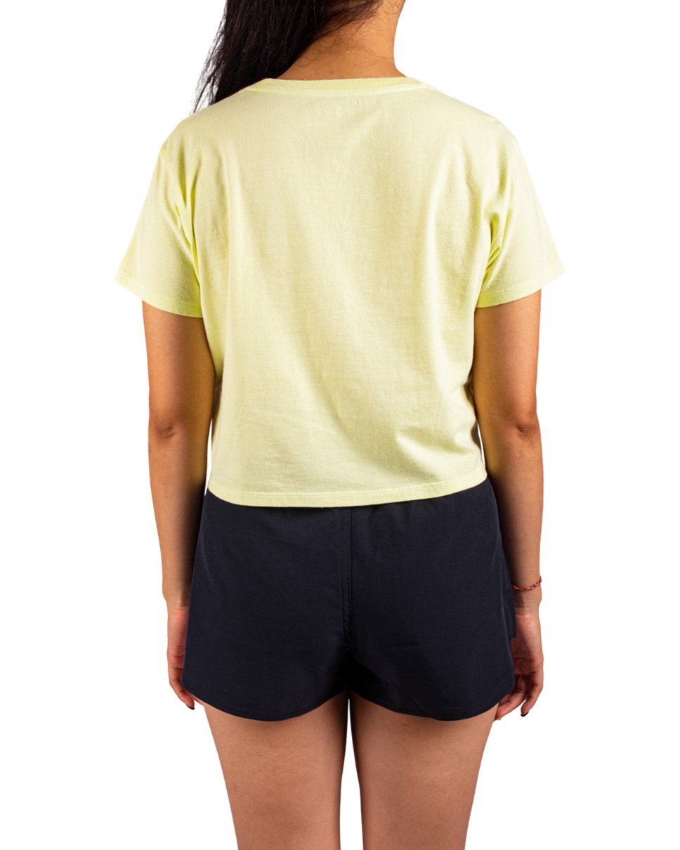 Womens People Speak Crop T-Shirt-Green