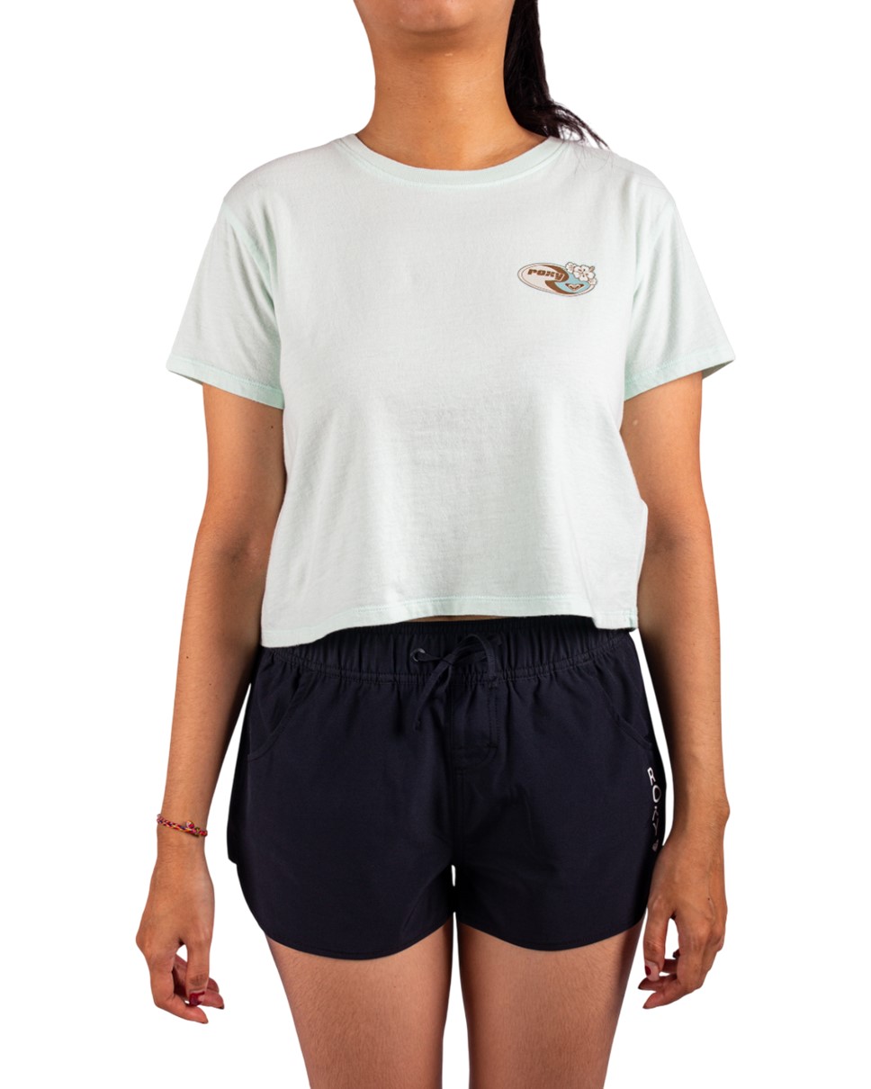 Womens People Speak Crop T-Shirt-Blue