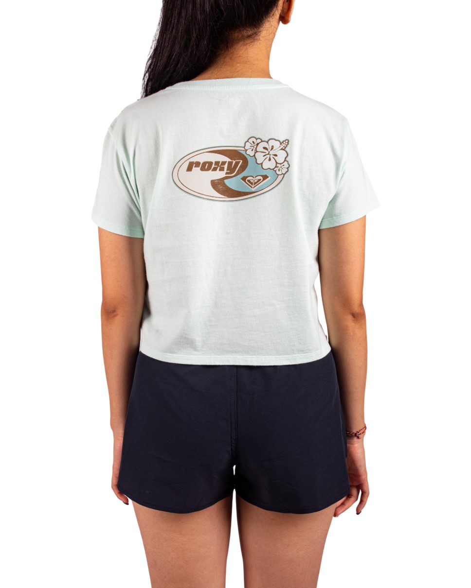 Womens People Speak Crop T-Shirt-Blue