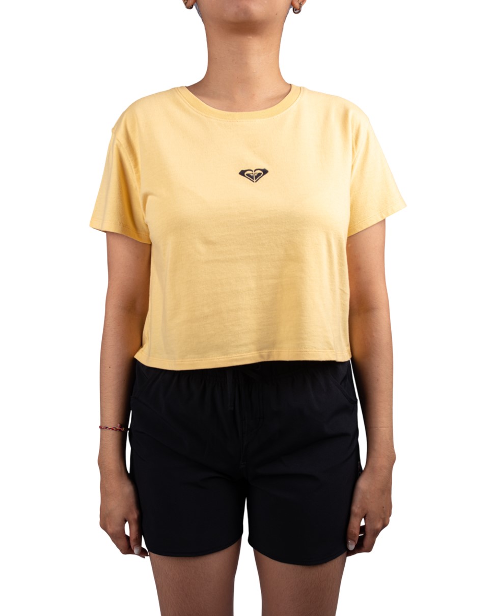 Womens Sunset Chaser Crop T-Shirt-Yellow