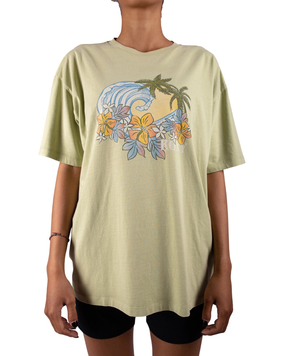 Womens Sunny Waves Tee-Green