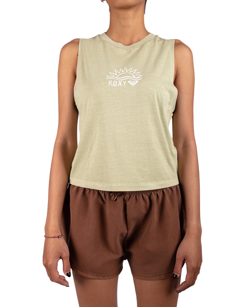 Womens Summer Days Muscle  Tee-Green