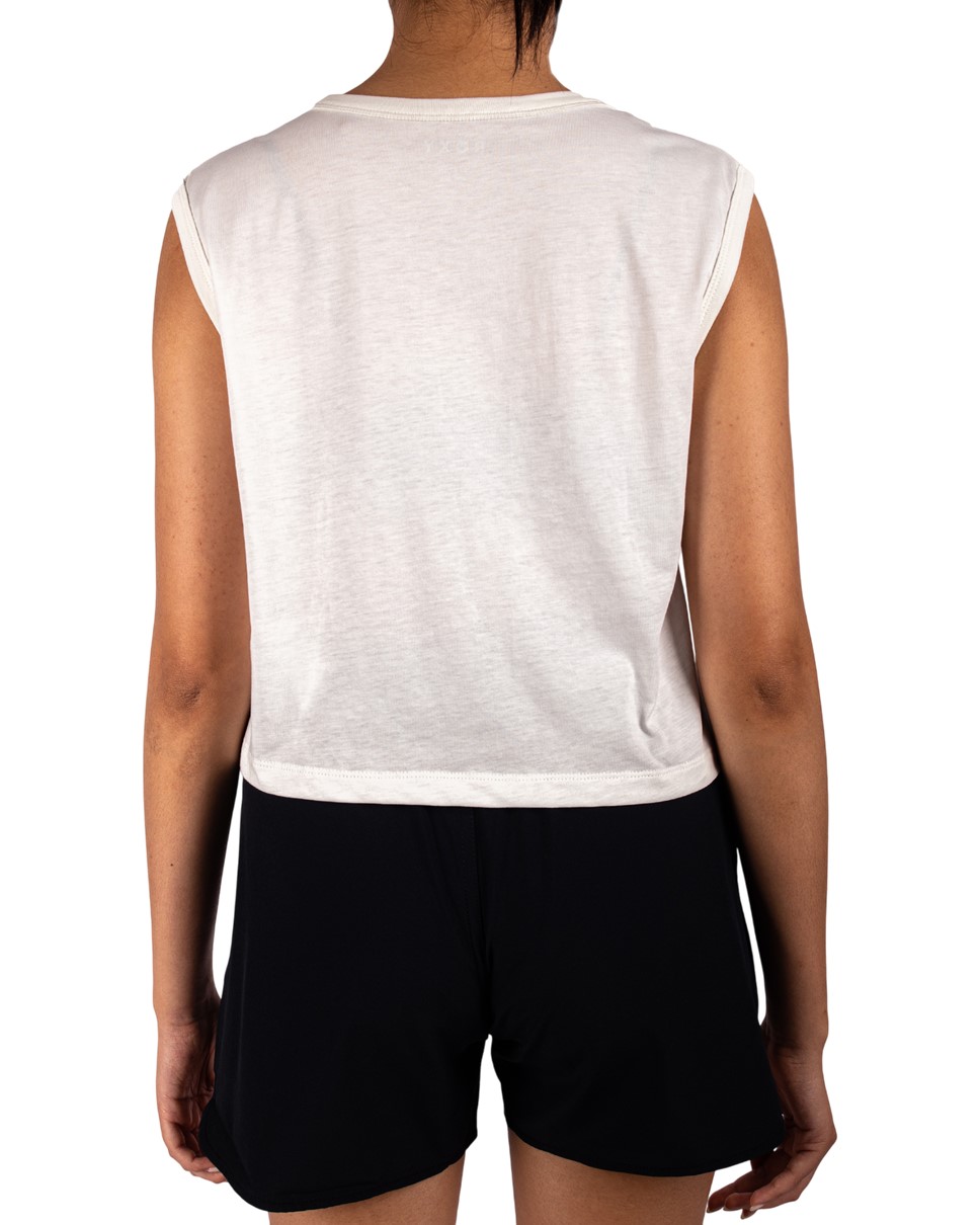 Womens Pocket Muscle Top-White
