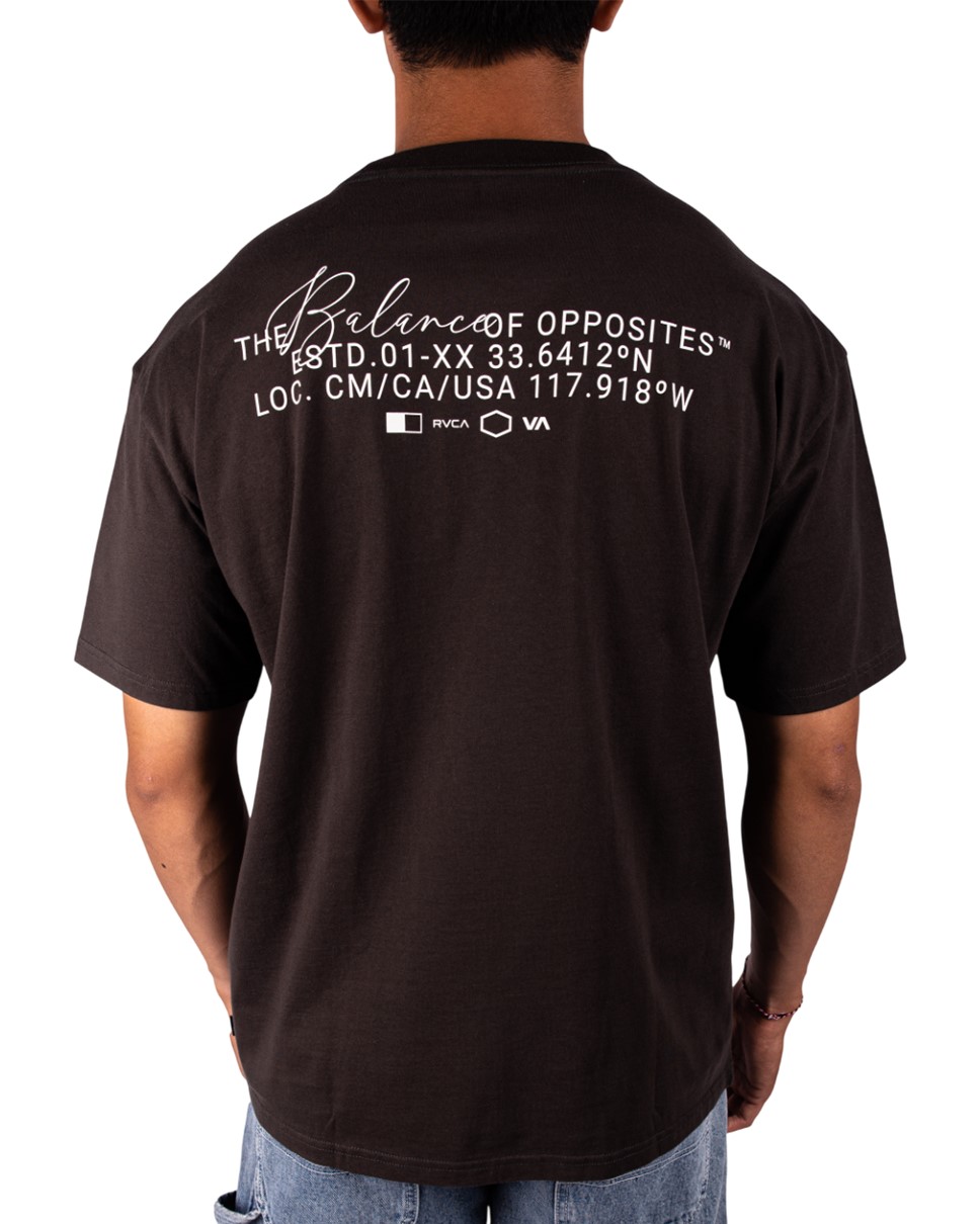 Mens Rvca Over Brush Short Sleeve Tee-Black